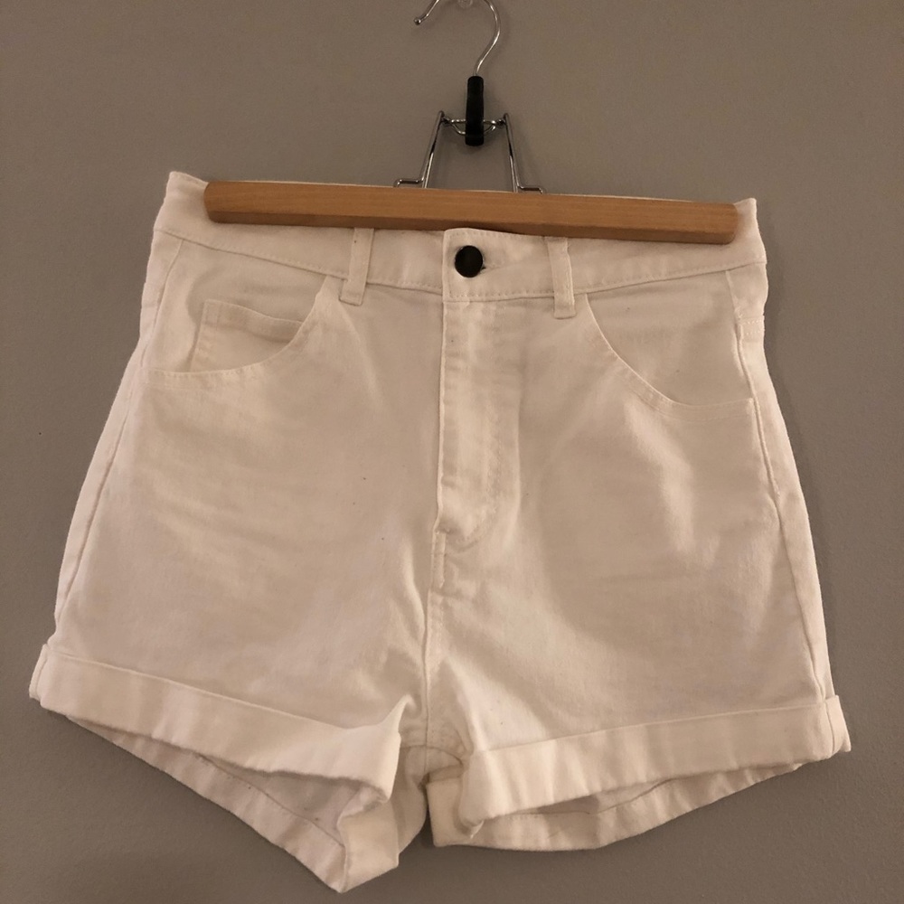H&M High Waist White Denim Shorts